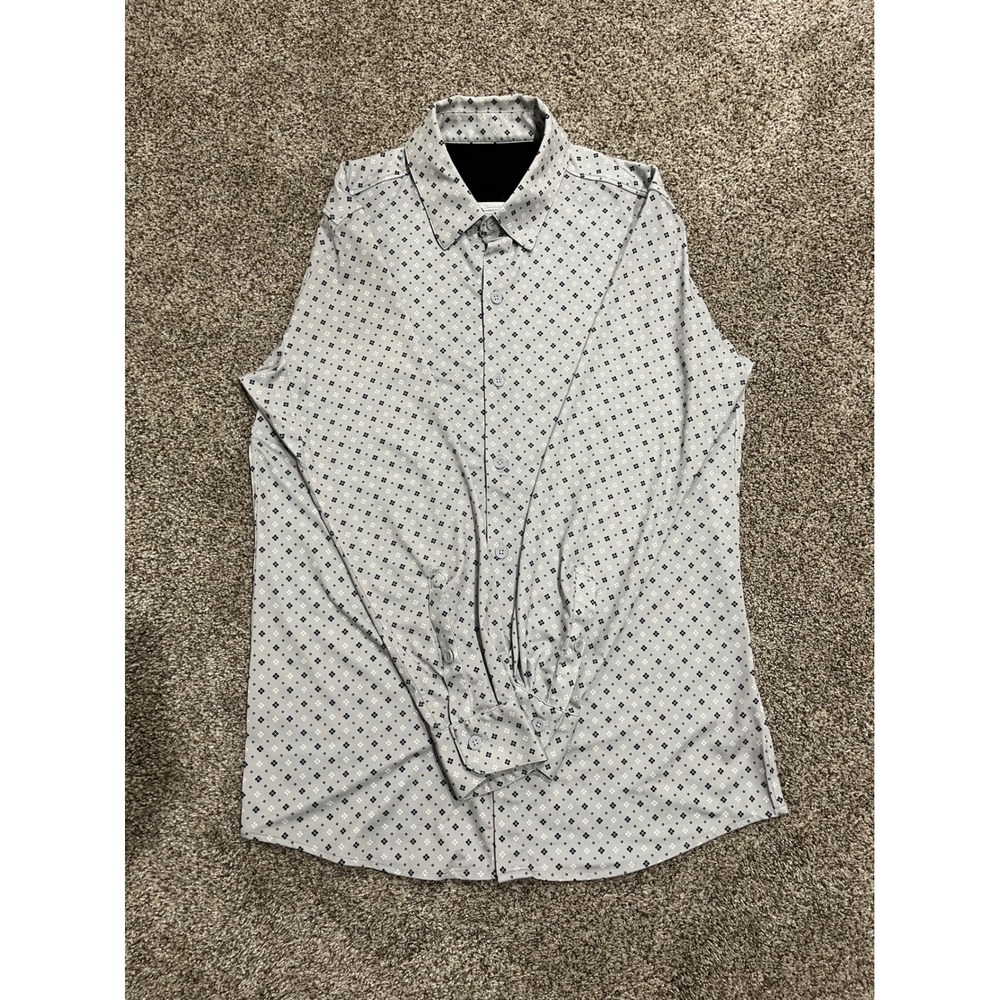 Coolibar Mens Vita Button Down Shirt UPF 50+ Sun Protection Grey Diamond Small